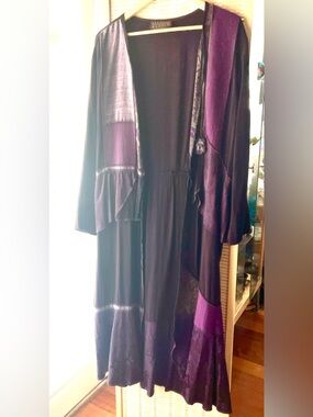 Vintage Purple Bohemian Asian Patchwork Duster Kimono 12